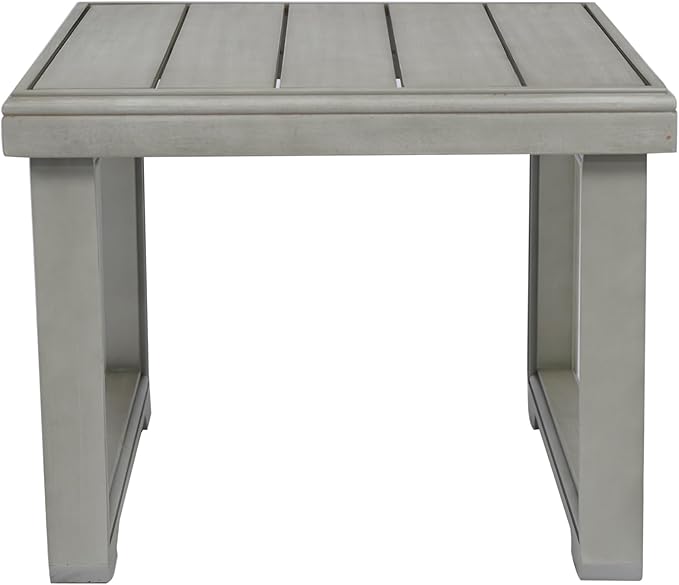 Christopher Knight Home Nicholas Outdoor Small Coffee Table, Slat Panel Square Side Table, Acacia Wood Side Desk for Backyard Balcony Garden, Weather Resistant Patio End Table, Light Grey