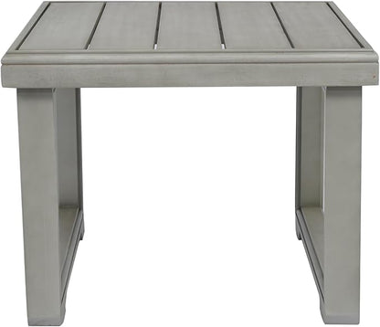 Christopher Knight Home Nicholas Outdoor Small Coffee Table, Slat Panel Square Side Table, Acacia Wood Side Desk for Backyard Balcony Garden, Weather Resistant Patio End Table, Light Grey