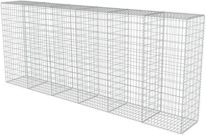 Galvanized Steel Gabion Wall with Covers, Gabion Mesh Wire Wall Panel Galvanized Steel Garden Stone Wire Basket Fencing Patio Decorative Fence, 118"x19.7"x59",-191