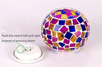 Waterproof Color Changing Table Lamp, Solar Powered Mosaic Glass Ball LED Garden Lawn Night Light Lamps, Party Lights for Home,Yard, Indoor,Outdoor Decoration Lights (Blue+Purple+Yellow)