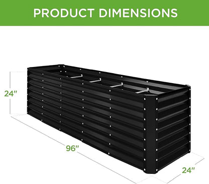 Best Choice Products 8x2x2ft Raised Outdoor Metal Garden Bed, Rectangular Planter Box for Herbs, Flowers, and Deep Root Vegetables w/ 240 Gallon Capacity - Black