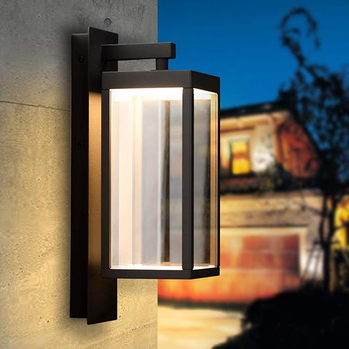 2-Pack Outdoor Wall Sconce Exterior IP54 Waterproof LED Wall Light Fixture Modern Wall Mount Lamp Lantern Anti-Rust Grey Finish Aluminum Light Body for Porch Entryway Doorway 13W 750Lm 3000K