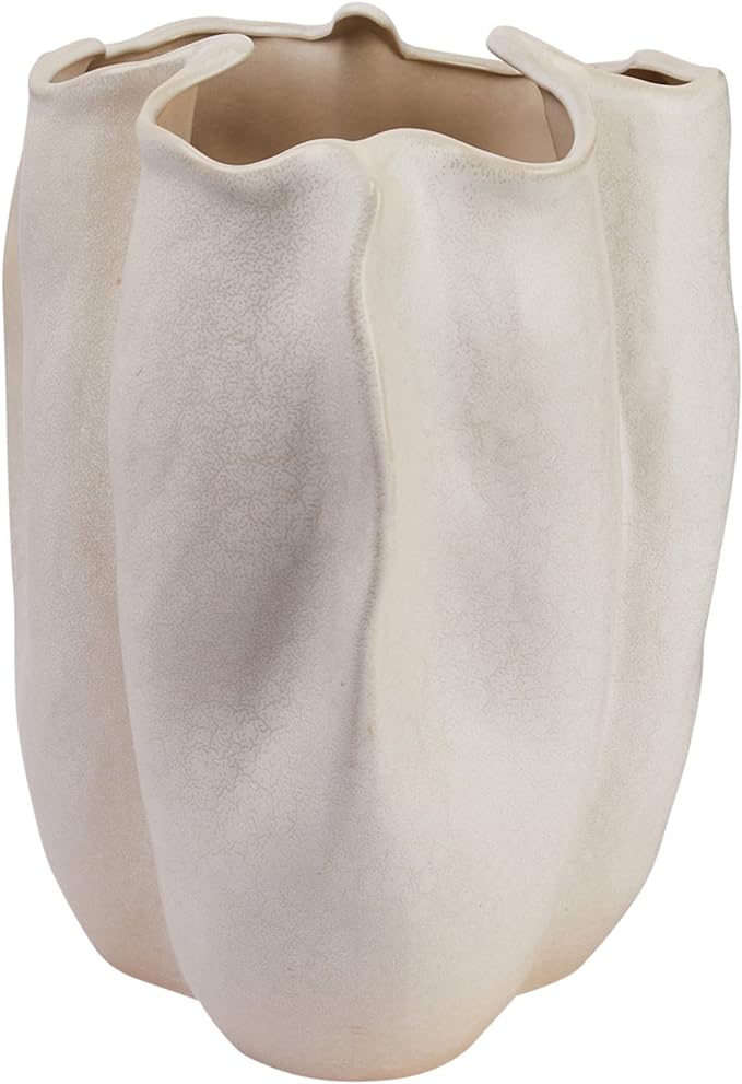 Bloomingville Decorative Organically Shaped Stoneware Vase, Matte Cream