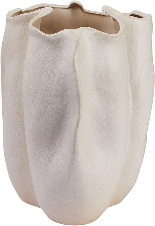Bloomingville Decorative Organically Shaped Stoneware Vase, Matte Cream