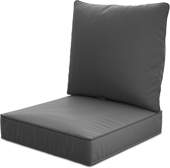 24" x 24" x 6" Outdoor Deep Seat Cushions Set - Waterproof & Fade Resistant Patio Furniture Replacement Cushions, Non-Slip Outdoor Cushions Fit Loveseats, Couches, Chairs, and Sofas.