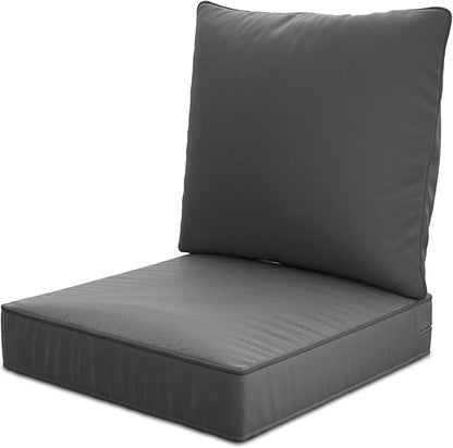 24" x 24" x 6" Outdoor Deep Seat Cushions Set - Waterproof & Fade Resistant Patio Furniture Replacement Cushions, Non-Slip Outdoor Cushions Fit Loveseats, Couches, Chairs, and Sofas.