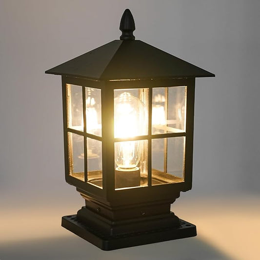 Outdoor Post Light, Modern Exterior Pillar Lantern, Dusk to Dawn Outdoor Lighting, Exterior Post Lantern Lamps for Garden Backyard Patio Lawn Driveway Porch