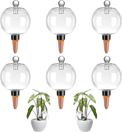6 Pack Plant Watering Globes with Covers 17oz Self Watering Planter Insert, Plastic Water Bulbs, Indoor/Outdoor Plant Watering Devices for Automatic Drip Irrigation