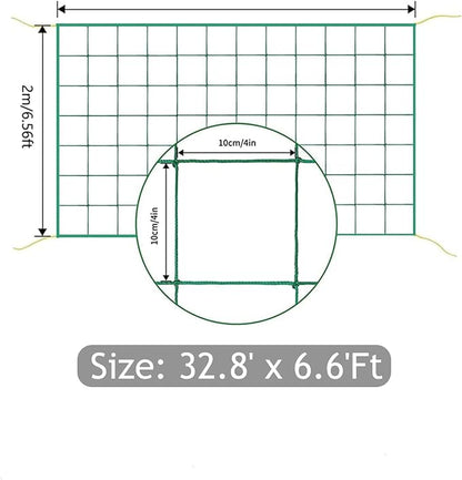 Trellis Netting, Heavy-Duty Garden Grow Netting for Climbing Plants, Outdoor Indoor Net for Cucumber, Tomatoes, Beans, Clematis, Fruits & Vegetables, Climbing Vining Plants (32.8' x 6.6'Ft)