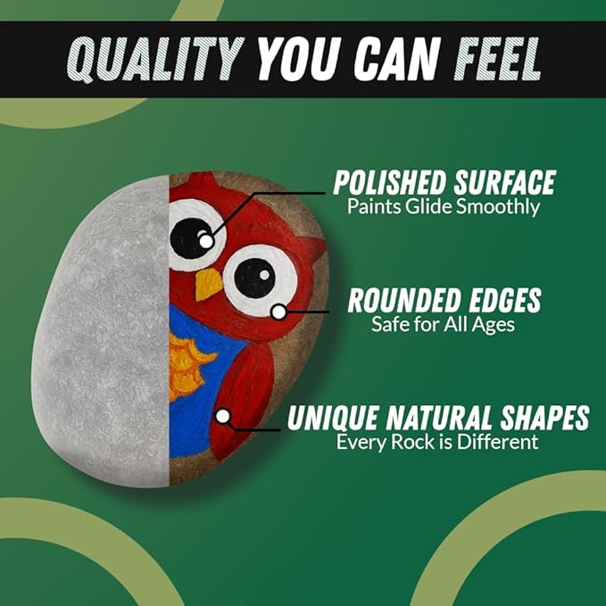 PGN 40 Large River Rocks for Painting - Stimulate Your Children’s Creativity with Our Painting Rocks for Kids - Flat and Smooth - Fun & Engaging Rock Painting with The Family - 2-4 Inches