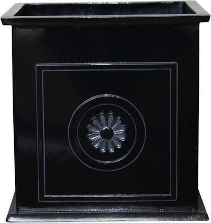 Southern Patio CMX-042426 Colony 16 Inch Square Resin Ceramic Indoor Outdoor Garden Box Planter Pot for Flowers, Herbs, Vegetables, and Plants, Black