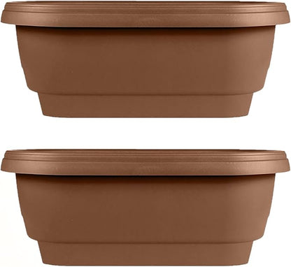 Bloem Deck Rail Planter, Balcony, Deck Balcony Rail Planter 24" Chocolate Brown 2-Pack