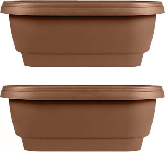 Bloem Deck Rail Planter, Balcony, Deck Balcony Rail Planter 24" Chocolate Brown 2-Pack
