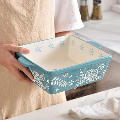 Wisenvoy Baking Dish 8x8 Baking Pan Brownie Pan Casserole Dish Hand-Painted Casserole Dishes For Oven Lasagna Pan