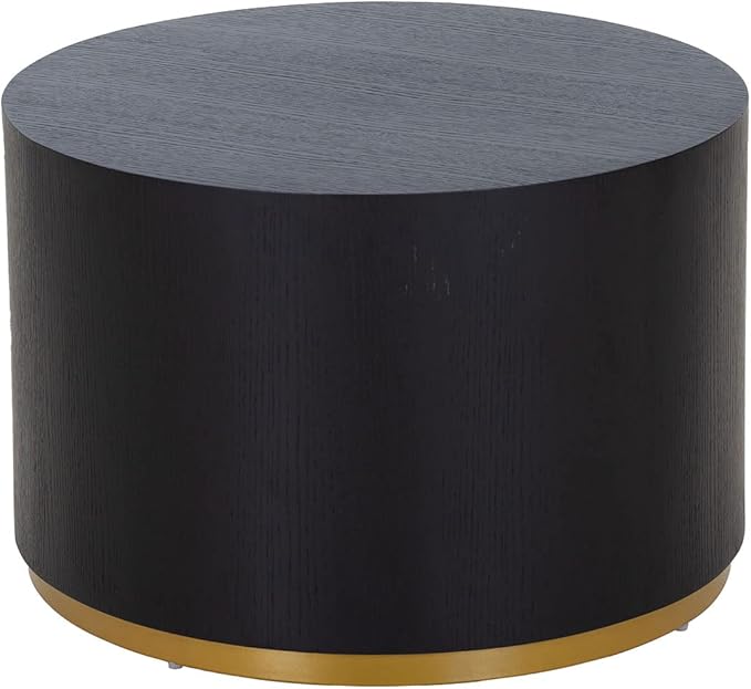 Kevinplus Black & Gold Round Coffee Table - Small Side & End Table for Living Room, Apartment & Office, 23.4'' x 15.6''