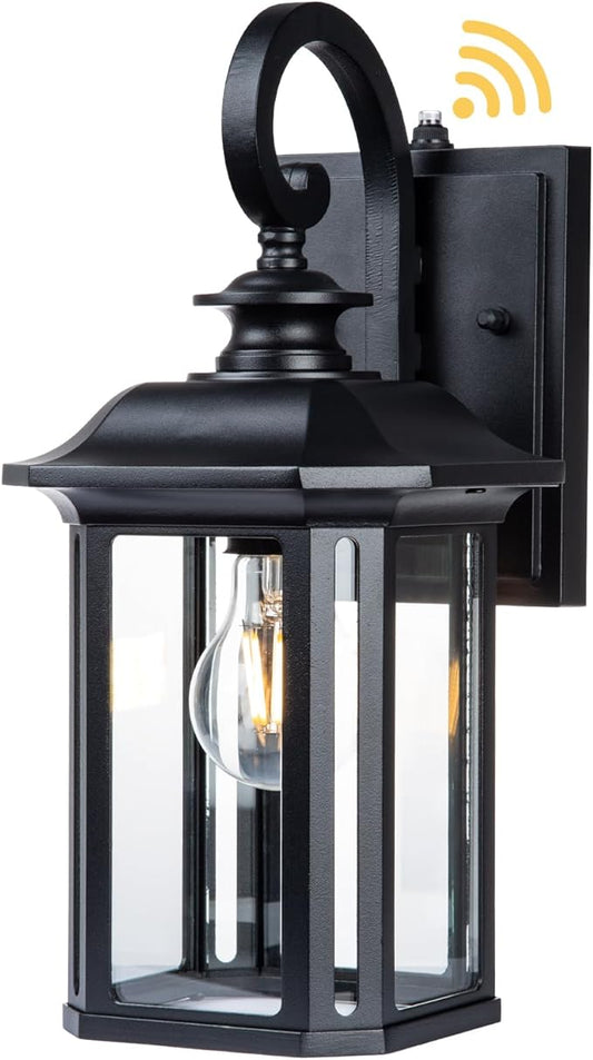 JYZ Dusk to Dawn Outdoor Wall Lighting, 19 Inch Large Exterior Porch Light Fixture, Waterproof Outdoor Wall Mount Lantern, Classic Black Sconce Lamp Outside for House Doorway Garage Patio Yard