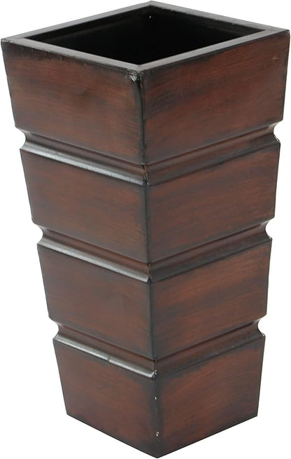 Deco 79 Metal Indoor Outdoor Planter Light Weight Large Planter Pot with Tapered Base and Fluted Design, Set of 3 Planters 31", 25", 20"H, Brown