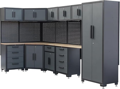Garage Storage Cabinet System Corner Workshop Set 15-Pcs Garage Cabinets and Storage System for Tool Organization