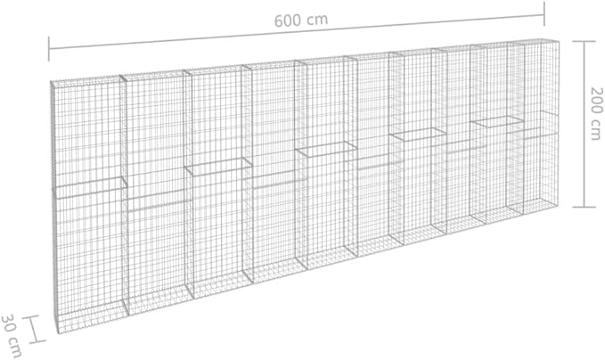 Galvanized Steel Gabion Wall with Cover, Gabion Mesh Wire Wall Panel Galvanized Steel Garden Stone Wire Basket Fencing Patio Decorative Fence, 236.2"x11.8"x78.7",-137