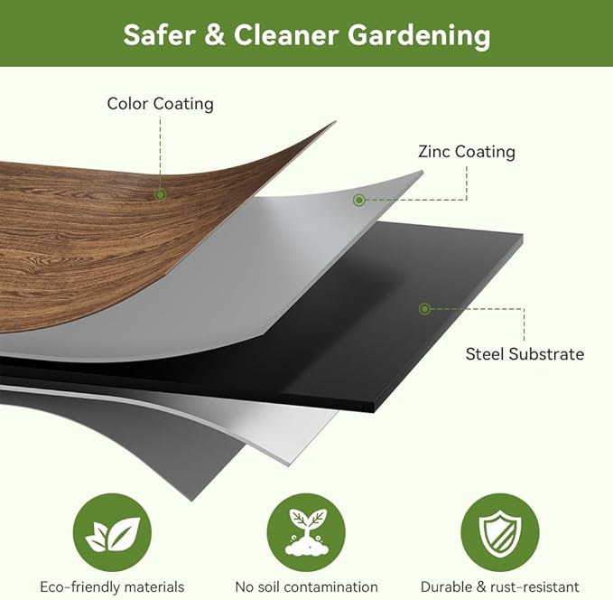 COMHOMA 3 Pack Round Raised Garden Bed 2x2x1ft,Galvanized Metal Planter Box Kit for Outdoor Gardening,Vegetable Flower Herb Growing Beds with Gloves Tools,Brown