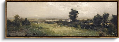 InSimSea Extra Large Framed Vintage Wall Art, Living Room Country Farmhouse Decor, Wilderness Landscape Paintings, Canvas Prints, Retro Scenery Long Picture for Bedroom Above of Bed,12x36inch