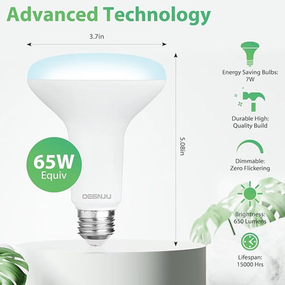 48 Pack Indoor Flood Light Bulbs, BR30 LED Bulb 7W Equivalent 65W, Dimmable Recessed Light Bulbs, 650LM 5000K Daylight 15000 Lifetime LED Can Light Bulb, Interior Home E26 Base