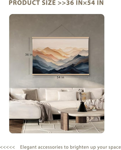 VIYYIEA Extra Large Canvas Wall Art, 36x54 Inch Abstract Mountain Landscape, Modern Neutral Nature Wall Decor for Living Room or Bedroom, Above Sofa