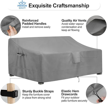 OutdoorLines Outdoor Waterproof Patio 4-Seater Couch Cover - UV Resistant Patio Sofa Furniture Covers Weatherproof Heavy Duty Glider Covers for Outdoor Furniture, 104Wx32.5Dx33H Inches, Gray
