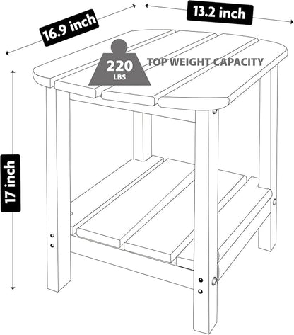 LZRS Double Adirondack Side Table, Outdoor Side Tables, End Tables for Patio, Backyard,Pool, Indoor Companion, Easy Maintenance & Weather Resistant(Grey)