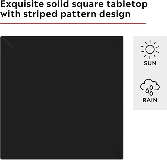Costaelm 5 Piece Patio Furniture Set, HDPE Patio Square Bistro Table and Stackable Chairs Sets for 4, Outdoor Furniture All Weather for Backyard Poolside, Black