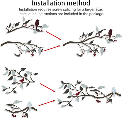 Harikikochuu 4PCS Metal Birds Wall Decor, Birds on the Branch Silhouette Art, Metal Leaves with Bird Outdoor Hanging Wall Sculpture for Home Office Balcony Garden Decor.（Colorful,Swallow）