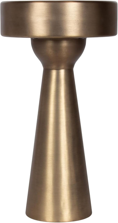 Kate and Laurel Solbrett Modern Sophisticated Metal Side Table, 12 x 12 x 22, Antique Brass, Contemporary Pedestal End Table with Unique Sculptural Design for Use as Bedroom Nightstand
