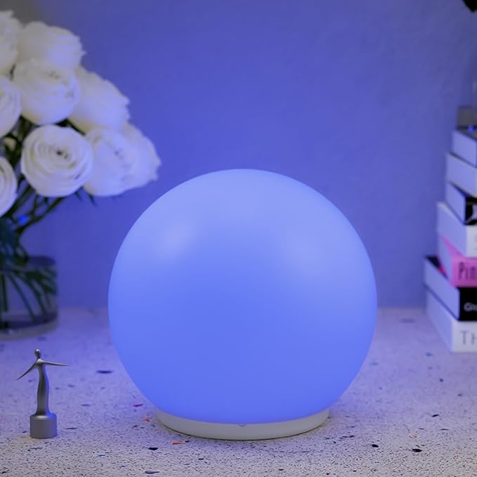 5.9-inch LED Glowing Ball Light, RGB Color Changing Globe Mood Lamp, 7 Colors Rechargeable Ambient Lighting for Photography, Pool Party, Bedroom