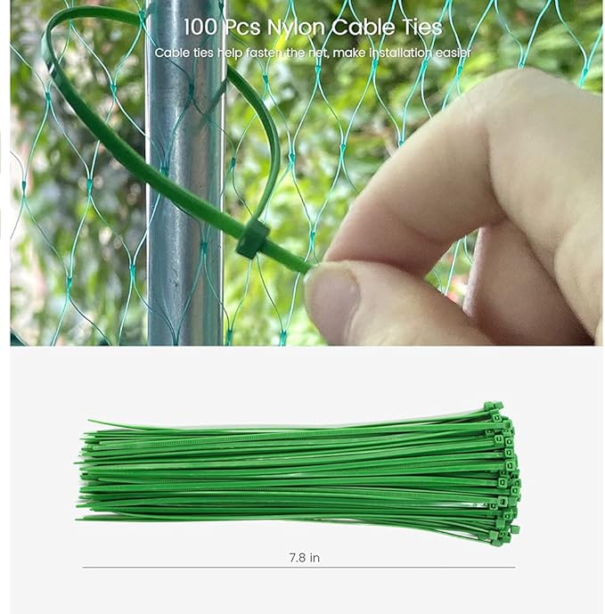 20 x 33ft Garden Netting, Bird Netting Strawberries Cover for Plants, Fruit, Vegetables,Seedlings with 100 PCS of Zip Ties