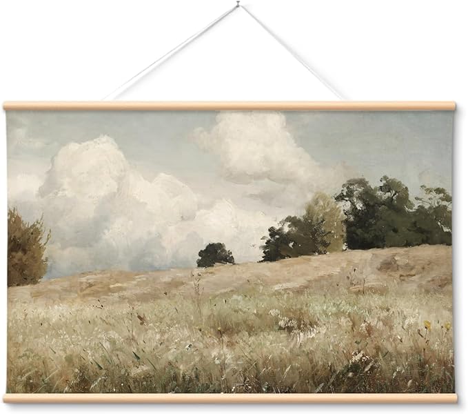 VIYYIEA Extra Large Canvas Wall Art, 36x54 Inch Vintage Landscape Painting, Neutral Pastoral Nature Wall Decor for Living Room or Bedroom, Above Sofa