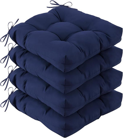 IASEAHK Outdoor Chair Cushions Set of 4, 19" x 19" x 5", Waterproof Outdoor Seat Cushions for Patio Furniture, Fade-Resistant Patio Chair Cushion, Dining Wicker Chair Pads for Porch Garden, Navy Blue