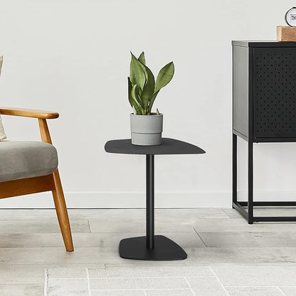 C Table End Table,Tray Metal Sofa Side Table, Accent Coffee Table, Waterproof and Anti-Rust Outdoor&Indoor Snack Table, Black (Model B)