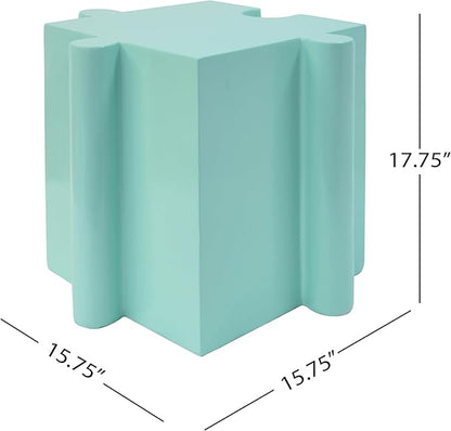 Christopher Knight Home Daton 3 Piece Interlocking Outdoor Side Table Set, Modular Lightweight Concrete Coffee Table, Convertible MGO End Table for Indoor&Outdoor, Creative Set Up,Sky Blue+Mint Green