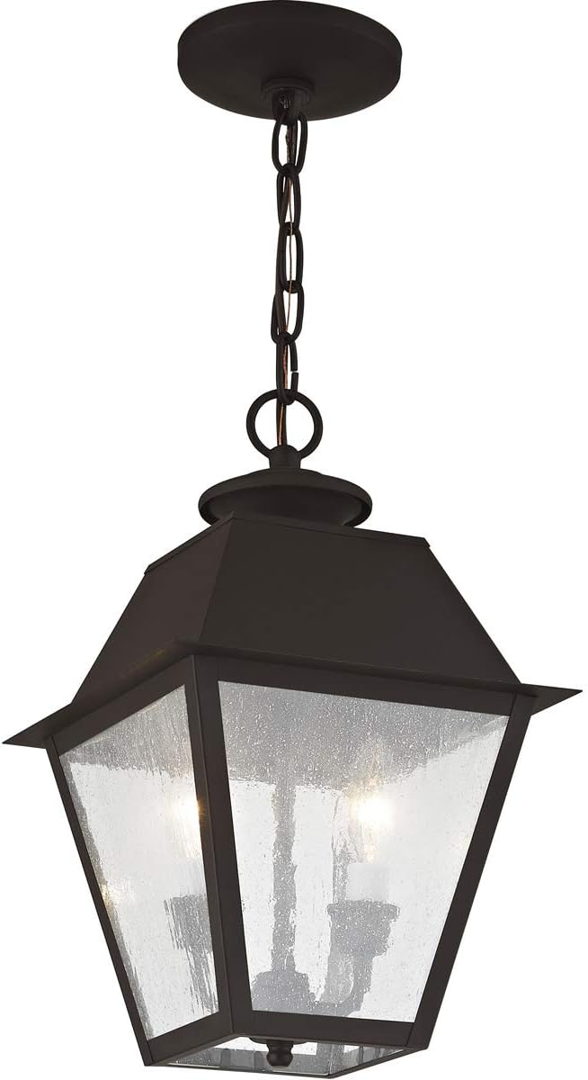 Livex Lighting 2167-07 Mansfield 2-Light Outdoor Hanging Lantern, Bronze