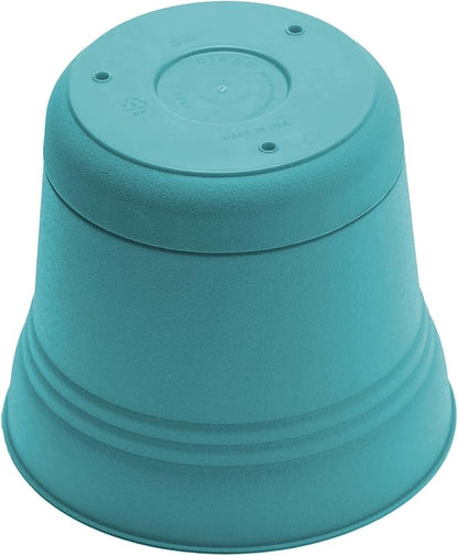 Bloem Saturn 7" Bermuda Teal Round Resin Planter Pot with Snap-in Saucer for Indoor and Outdoor Gardening