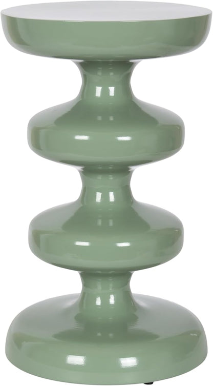 Kate and Laurel Fondi Modern Metal Round Side Table, 12 x 12 x 21, Green, Dorm Living Room Stacked Bubble End Table for Use as Bedroom Nightstand or Outdoor Patio Decor Option