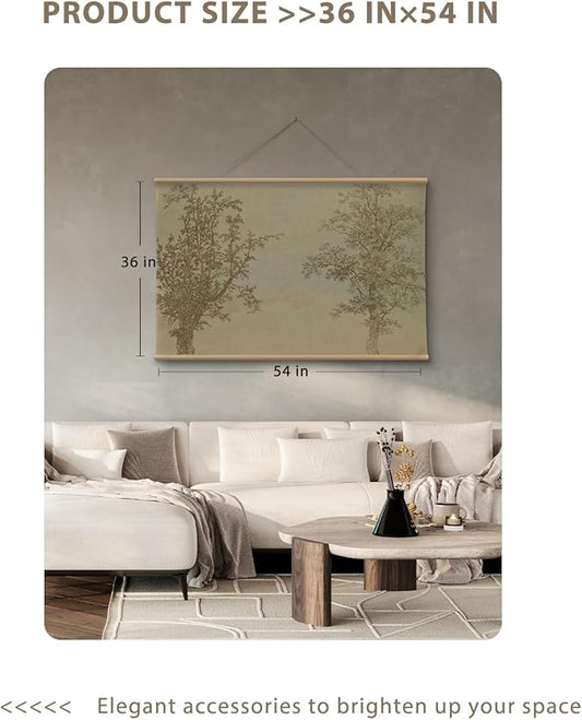VIYYIEA Extra Large Wall Art Canvas 36x54 Inch Vintage Tree Landscape Wall Decor Oversized Nature Sketch Artwork for Living Room Bedroom Sofa Wall