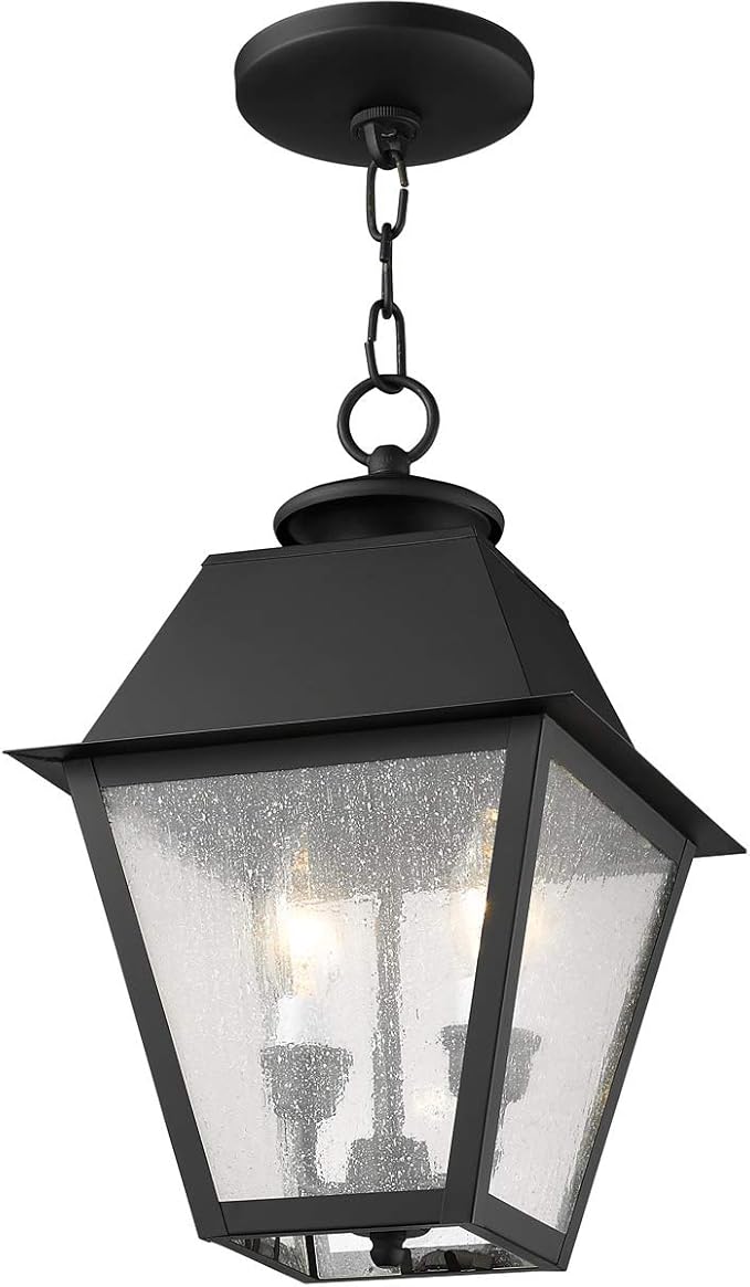 Livex Lighting 2167-04 Mansfield 2-Light Outdoor Hanging Lantern, Black