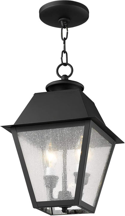 Livex Lighting 2167-04 Mansfield 2-Light Outdoor Hanging Lantern, Black