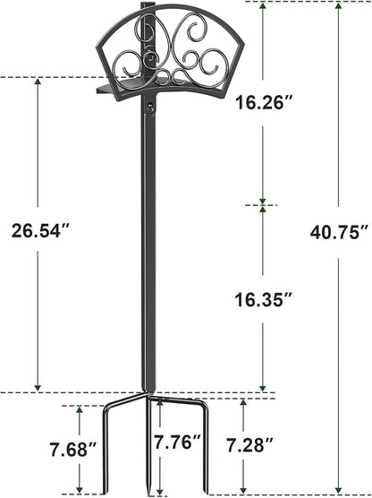 GOFORWILD Garden Hose Holder, Decorative Durable Hose Hanger, Holds 125-Feet of 5/8-Inch Hose, Made of Gauge Steel, Free-Standing Design for Outside Yard Lawn, Black