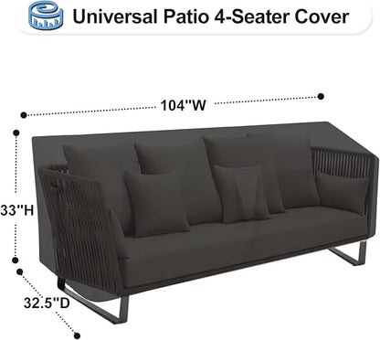OutdoorLines Outdoor Waterproof Patio 4-Seater Couch Cover - UV Resistant Patio Sofa Furniture Covers Weatherproof Heavy Duty Glider Covers for Outdoor Furniture, 104Wx32.5Dx33H Inches, Black