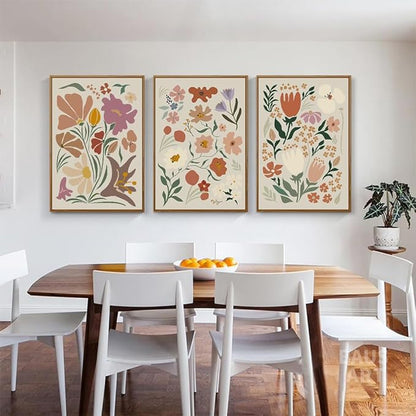 CHDITB Matisse Framed Canvas Wall Art Flower Abstract Wall Painting, Wildflower Wall Art,Boho Floral Wall Decor, Minimalist Matisse Botanical Art Print For Girl Room Bedroom Living Room Office 24"x36"