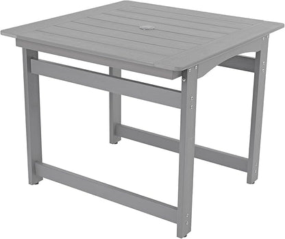 35" Outdoor Dining Table with Umbrella Hole, HIPS All-Weather Square Patio Table for Outdoor/Indoor Use, Grey