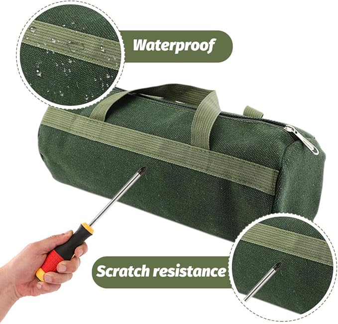 Tool Bag, Multi-Purpose Canvas Grill Tools Organizer, Heavy Duty Storage Handbag Tote Bag with Sturdy Bottom, Wide Mouth Tool Bags for Electricians, Carpenter(COLOR:Round,35 x 13cm)