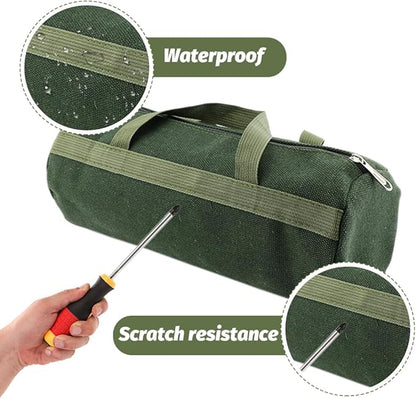 Tool Bag, Multi-Purpose Canvas Grill Tools Organizer, Heavy Duty Storage Handbag Tote Bag with Sturdy Bottom, Wide Mouth Tool Bags for Electricians, Carpenter(COLOR:Round,35 x 13cm)